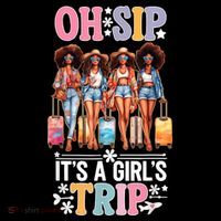 Oh Sip Its A Girl Trip Funny Party Black Women Queen Tall T-Shirt