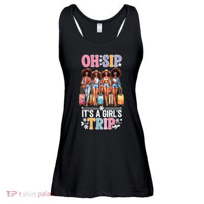 Oh Sip Its A Girl Trip Funny Party Black Women Queen Ladies Essential Flowy Tank
