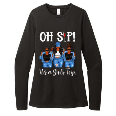 Oh Sip Its A GirlsTrip Fun Wine Party Black Women Queen Womens CVC Long Sleeve Shirt