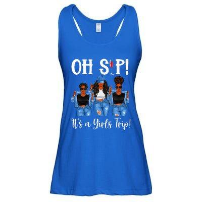 Oh Sip Its A GirlsTrip Fun Wine Party Black Women Queen Ladies Essential Flowy Tank