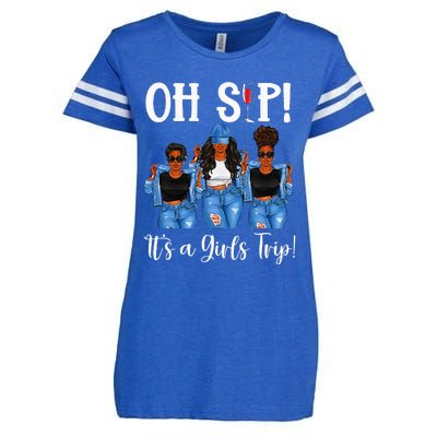 Oh Sip Its A GirlsTrip Fun Wine Party Black Women Queen Enza Ladies Jersey Football T-Shirt