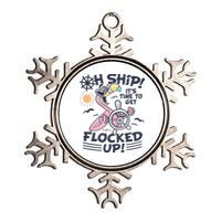 Oh Ship it's Time to Get Flocked Up! Flamingo Funny Cruise Metallic Star Ornament