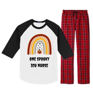 One Spooky Icu Nurse Nursing Halloween Pumpkins Rainbow Meaningful Gift Raglan Sleeve Pajama Set