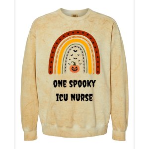 One Spooky Icu Nurse Nursing Halloween Pumpkins Rainbow Meaningful Gift Colorblast Crewneck Sweatshirt