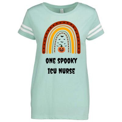 One Spooky Icu Nurse Nursing Halloween Pumpkins Rainbow Meaningful Gift Enza Ladies Jersey Football T-Shirt