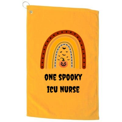 One Spooky Icu Nurse Nursing Halloween Pumpkins Rainbow Meaningful Gift Platinum Collection Golf Towel