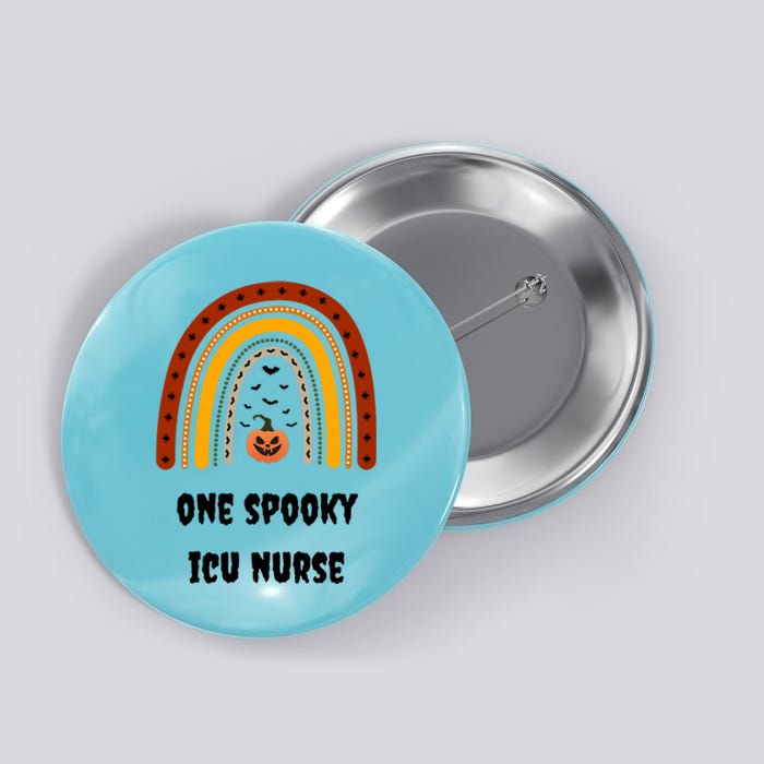 One Spooky Icu Nurse Nursing Halloween Pumpkins Rainbow Meaningful Gift Button