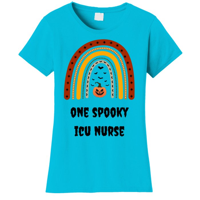 One Spooky Icu Nurse Nursing Halloween Pumpkins Rainbow Meaningful Gift Women's T-Shirt