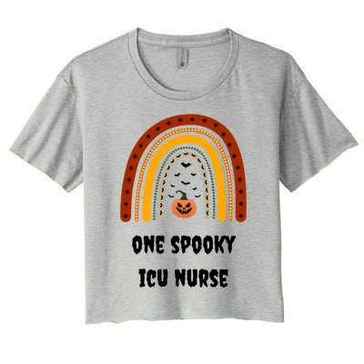 One Spooky Icu Nurse Nursing Halloween Pumpkins Rainbow Meaningful Gift Women's Crop Top Tee