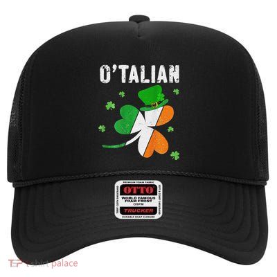 OTalian Shamrock Italy Flag High Crown Mesh Back Trucker Hat