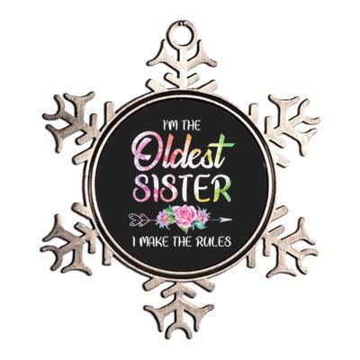 Oldest Sister I Make The Rules Funny Matching Sibling Metallic Star Ornament