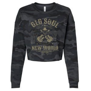 Old Soul In A New World Country Bluegrass Music Guitar Fan Cropped Pullover Crew