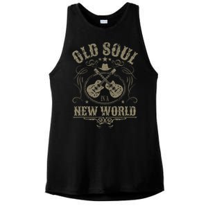 Old Soul In A New World Country Bluegrass Music Guitar Fan Ladies PosiCharge Tri-Blend Wicking Tank