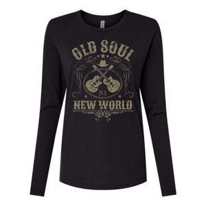 Old Soul In A New World Country Bluegrass Music Guitar Fan Womens Cotton Relaxed Long Sleeve T-Shirt