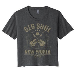 Old Soul In A New World Country Bluegrass Music Guitar Fan Women's Crop Top Tee