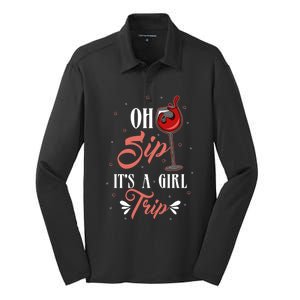 Oh Sip Its A Trip Cool Gift Silk Touch Performance Long Sleeve Polo