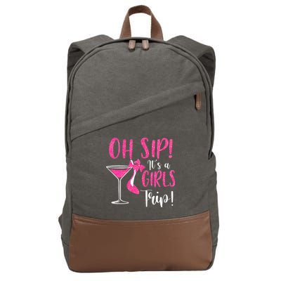 Oh Sip It's A Trip Fun Wine Party Hight Heel Cotton Canvas Backpack