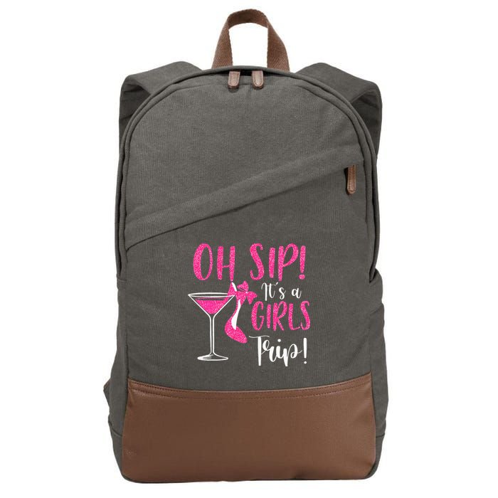 Oh Sip It's A Trip Fun Wine Party Hight Heel Cotton Canvas Backpack