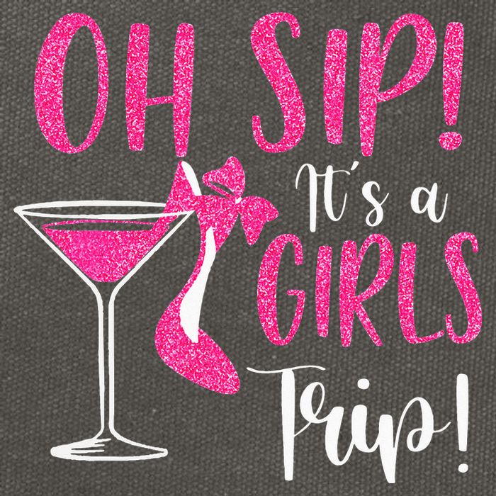 Oh Sip It's A Trip Fun Wine Party Hight Heel Cotton Canvas Backpack