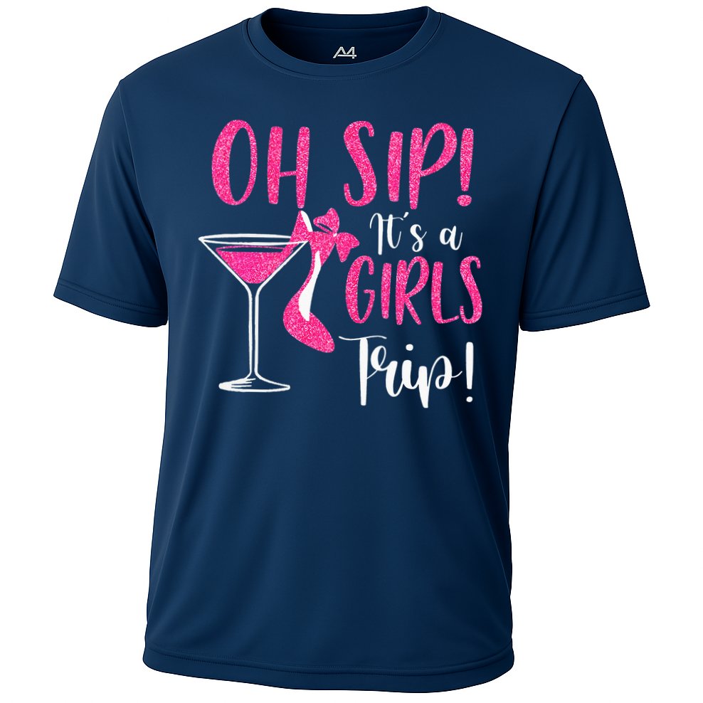 Oh Sip It's A Trip Fun Wine Party Hight Heel Cooling Performance Crew T-Shirt