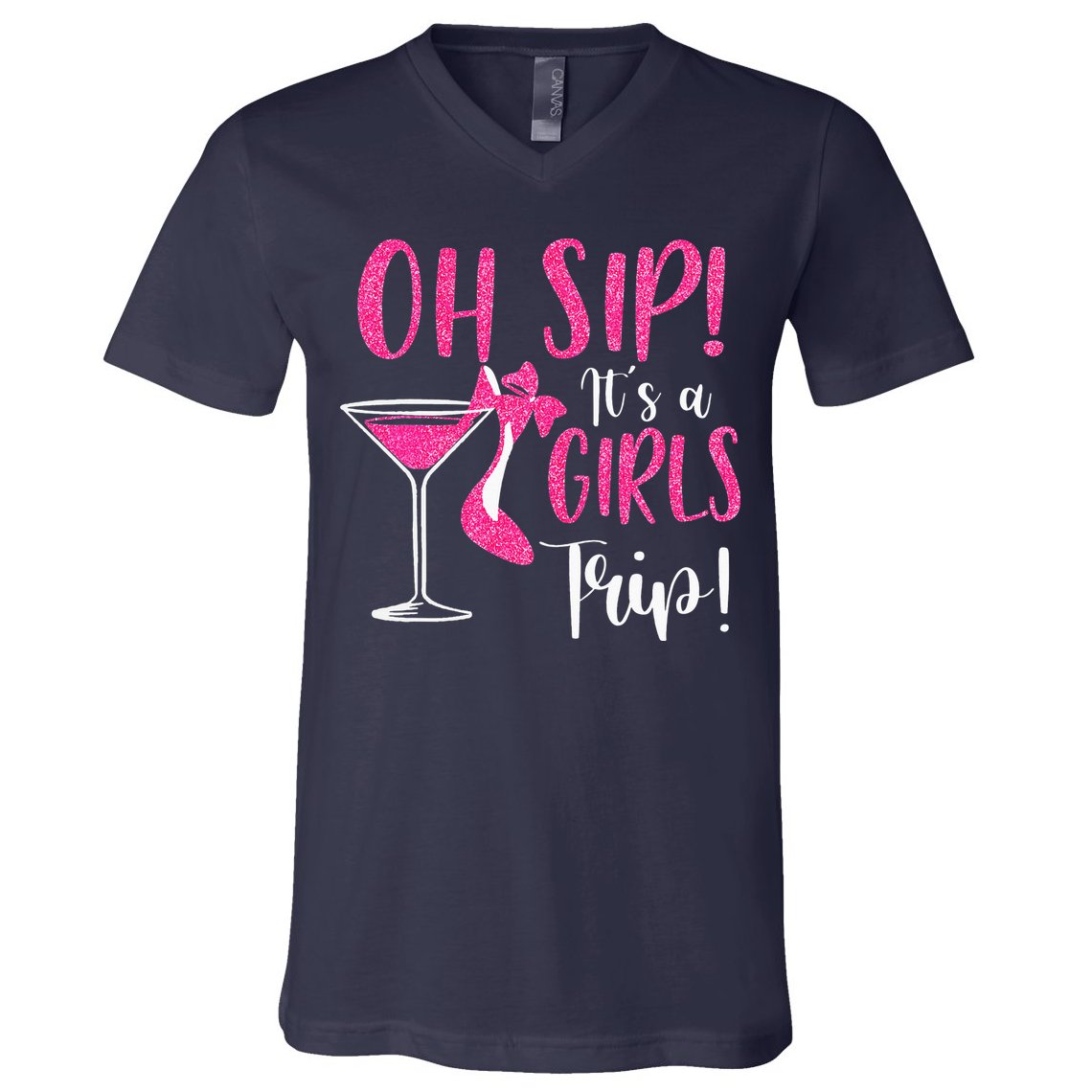 Oh Sip It's A Trip Fun Wine Party Hight Heel V-Neck T-Shirt
