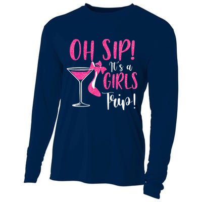 Oh Sip It's A Trip Fun Wine Party Hight Heel Cooling Performance Long Sleeve Crew