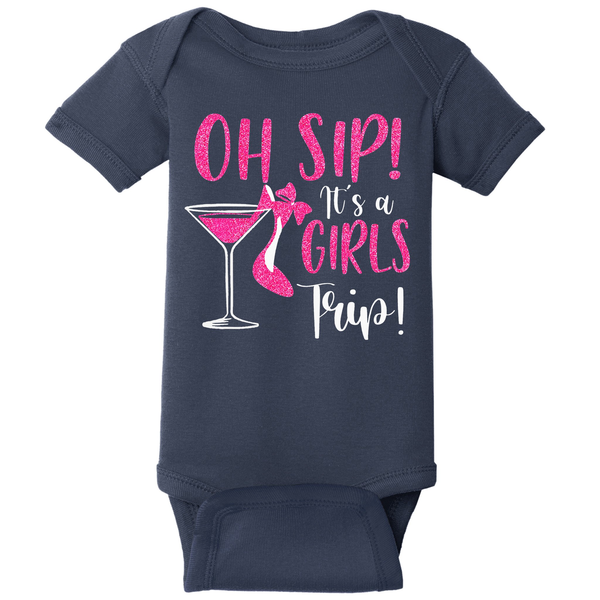 Oh Sip It's A Trip Fun Wine Party Hight Heel Baby Bodysuit