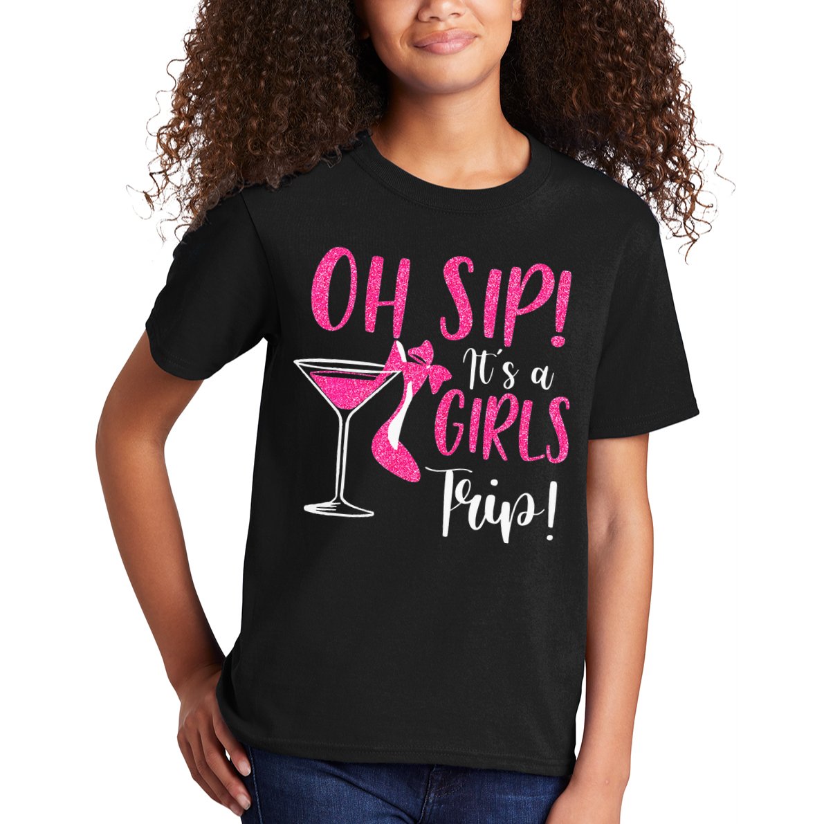 Oh Sip It's A Trip Fun Wine Party Hight Heel Kids T-Shirt