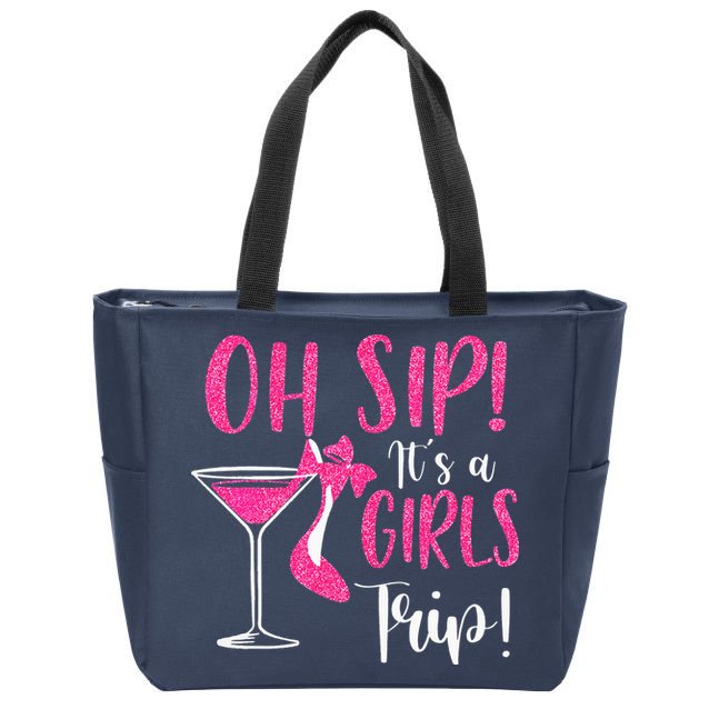 Oh Sip It's A Trip Fun Wine Party Hight Heel Zip Tote Bag