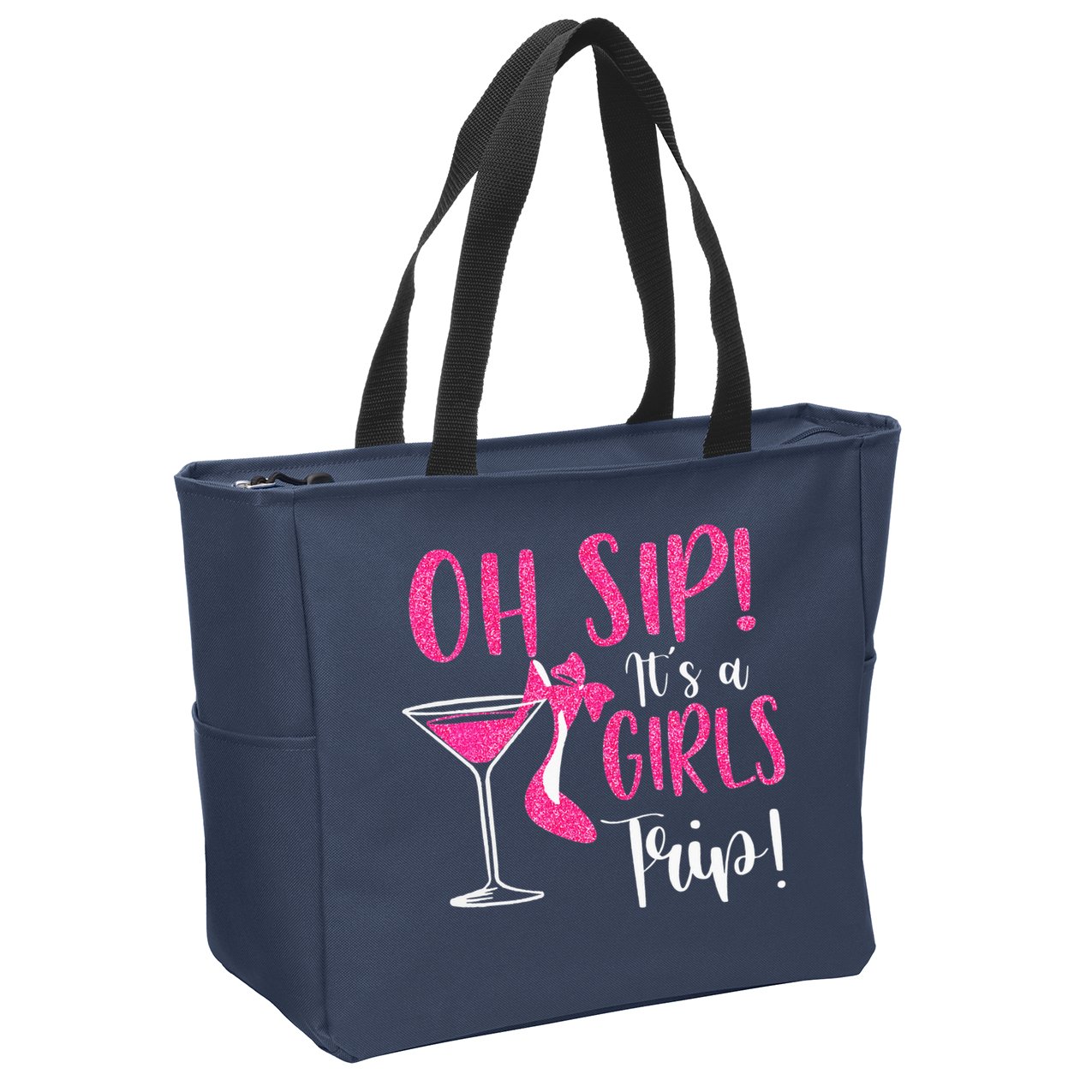 Oh Sip It's A Trip Fun Wine Party Hight Heel Zip Tote Bag