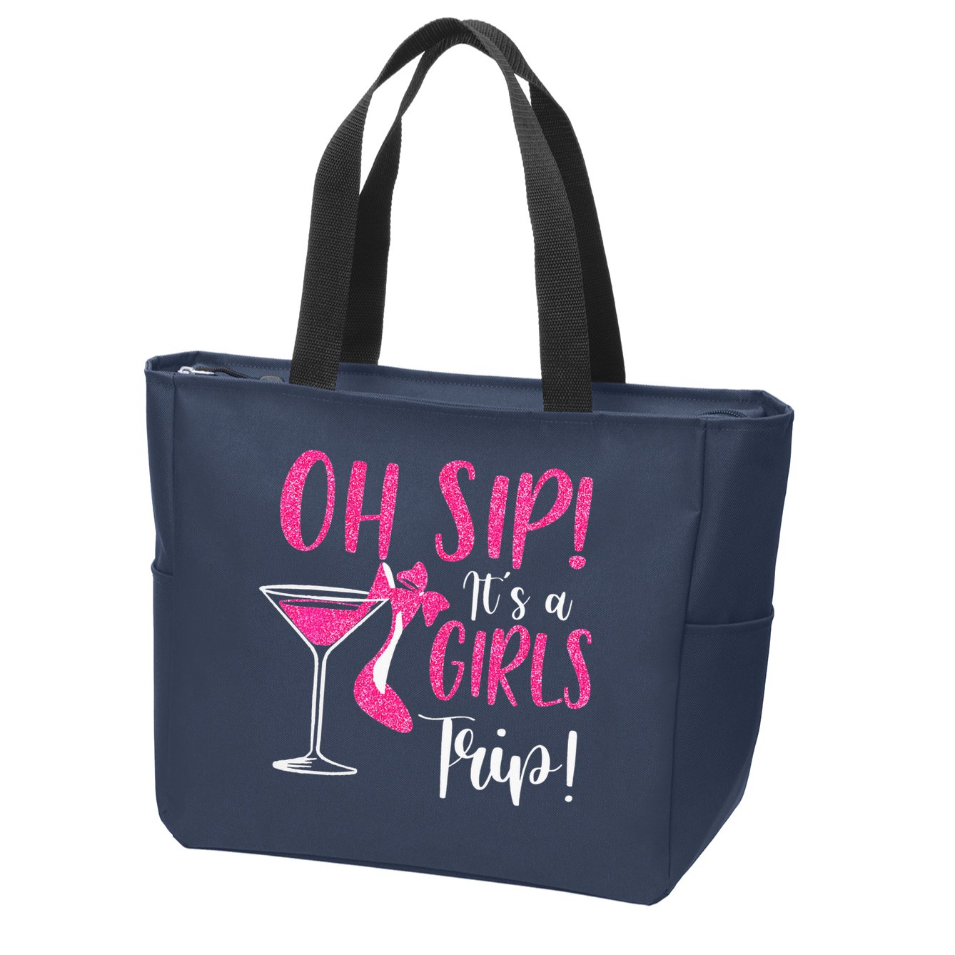 Oh Sip It's A Trip Fun Wine Party Hight Heel Zip Tote Bag