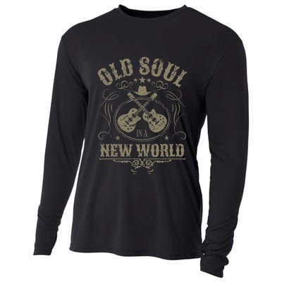 Old Soul In A New World Country Bluegrass Music Guitar Fan Cooling Performance Long Sleeve Crew