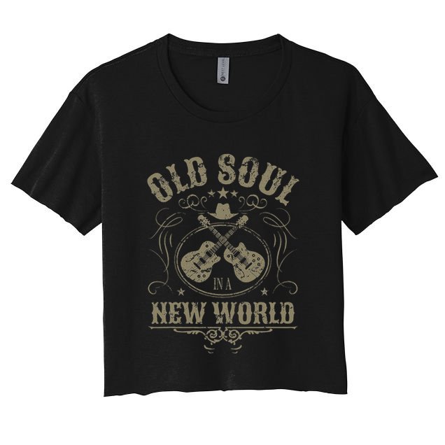 Old Soul In A New World Country Bluegrass Music Guitar Fan Crop Top