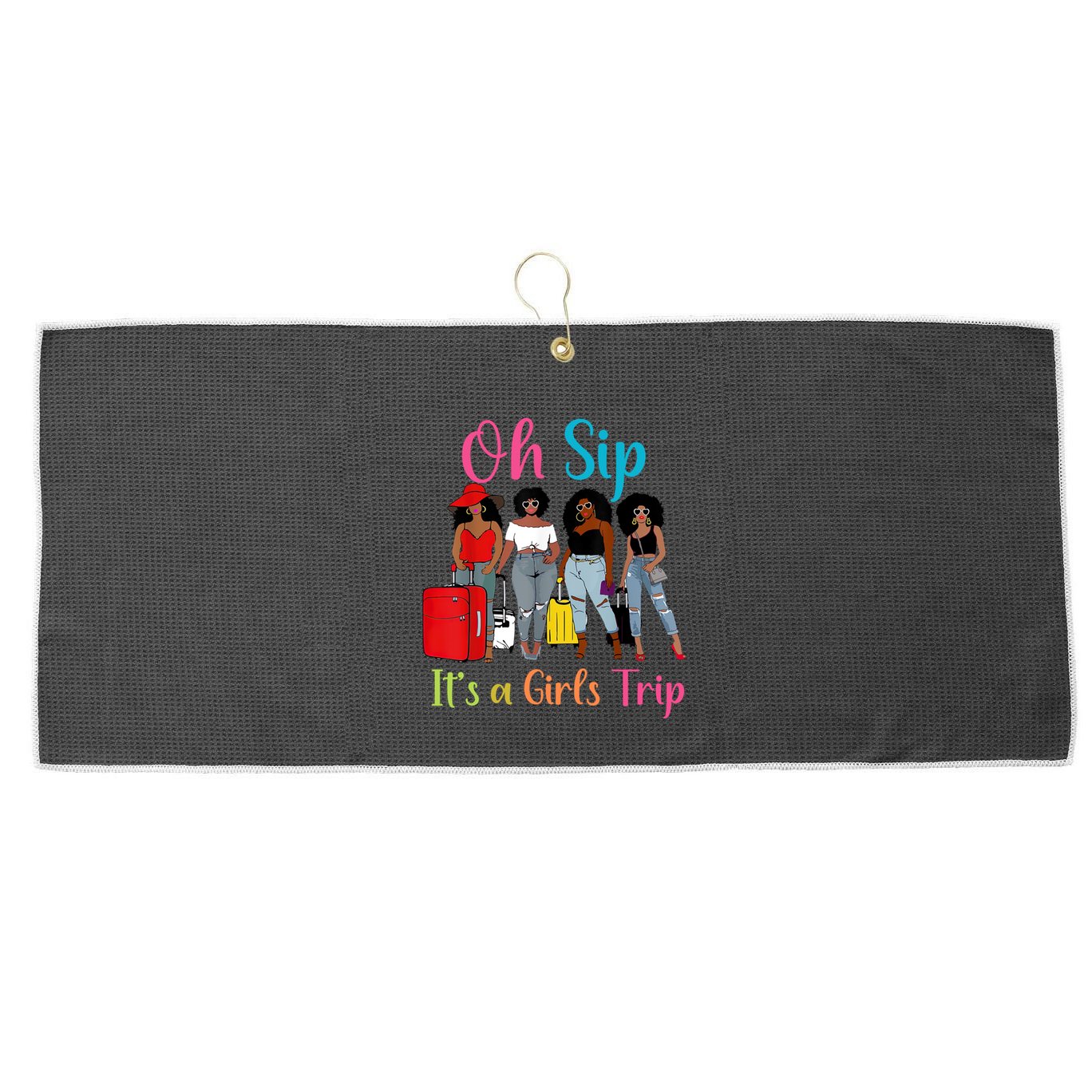 Oh Sip Its A Trip Black Queen African American Gift Large Microfiber Waffle Golf Towel