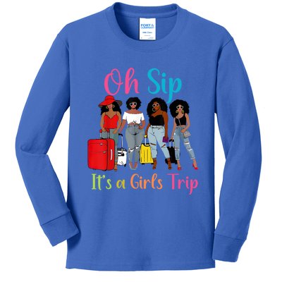 Oh Sip Its A Trip Black Queen African American Gift Kids Long Sleeve Shirt