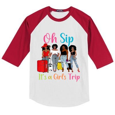 Oh Sip Its A Trip Black Queen African American Gift Kids Colorblock Raglan Jersey