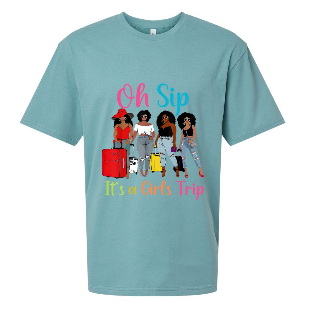 Oh Sip Its A Trip Black Queen African American Gift Sueded Cloud Jersey T-Shirt