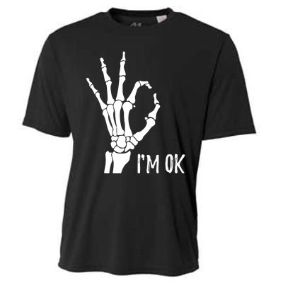 Ok Sign I'm Ok Skeleton Hand Halloween Costume Idea Cooling Performance Crew T-Shirt