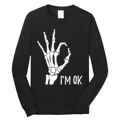 Ok Sign I'm Ok Skeleton Hand Halloween Costume Idea Long Sleeve Shirt