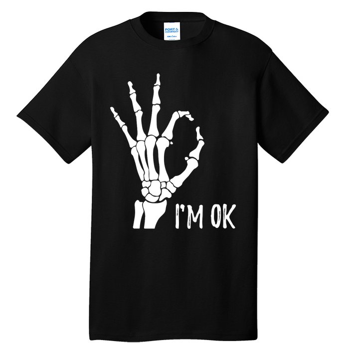 Ok Sign I'm Ok Skeleton Hand Halloween Costume Idea Tall T-Shirt