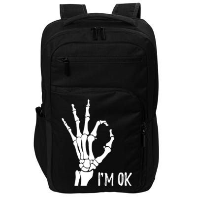 Ok Sign I'm Ok Skeleton Hand Halloween Costume Idea Impact Tech Backpack