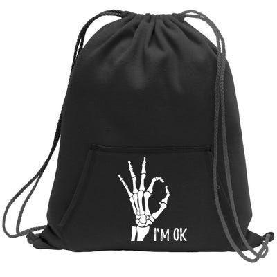 Ok Sign I'm Ok Skeleton Hand Halloween Costume Idea Sweatshirt Cinch Pack Bag