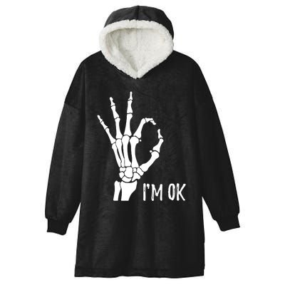 Ok Sign I'm Ok Skeleton Hand Halloween Costume Idea Hooded Wearable Blanket