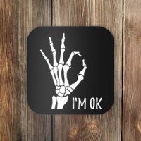 Ok Sign I'm Ok Skeleton Hand Halloween Costume Idea Coaster