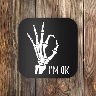 Ok Sign I'm Ok Skeleton Hand Halloween Costume Idea Coaster