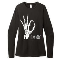 Ok Sign I'm Ok Skeleton Hand Halloween Costume Idea Womens CVC Long Sleeve Shirt