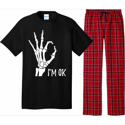 Ok Sign I'm Ok Skeleton Hand Halloween Costume Idea Pajama Set