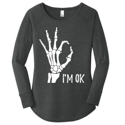 Ok Sign I'm Ok Skeleton Hand Halloween Costume Idea Women's Perfect Tri Tunic Long Sleeve Shirt