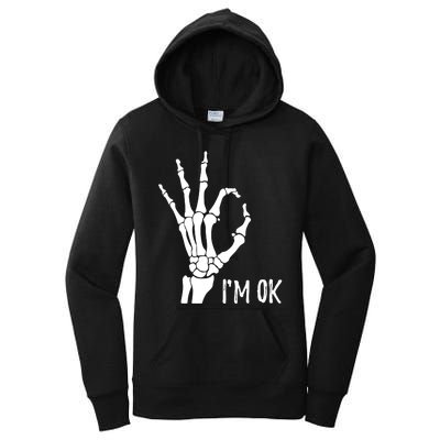 Ok Sign I'm Ok Skeleton Hand Halloween Costume Idea Women's Pullover Hoodie