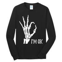 Ok Sign I'm Ok Skeleton Hand Halloween Costume Idea Tall Long Sleeve T-Shirt